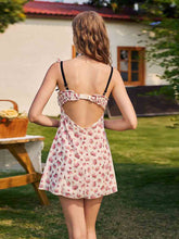 Floral Ruffled Backless Mini Party Dress